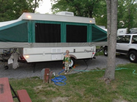 Child Standing Outside Clipper Motorhome Rental